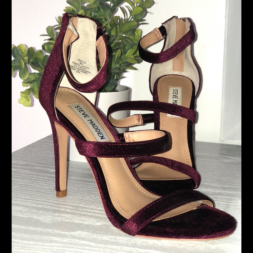 Burgundy Velvet Steve Madden Heels